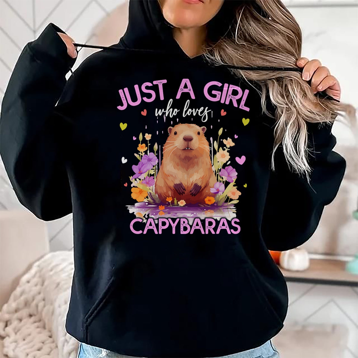 Cute Capybara Shirt, Funny Capybara Unisex T-Shirt/Hoodie/Sweatshirt HLT00 - Just A Girl Who Loves Capybaras For Women Girls T-Shirt