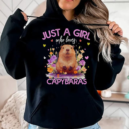 Cute Capybara Shirt, Funny Capybara Unisex T-Shirt/Hoodie/Sweatshirt HLT00 - Just A Girl Who Loves Capybaras For Women Girls T-Shirt