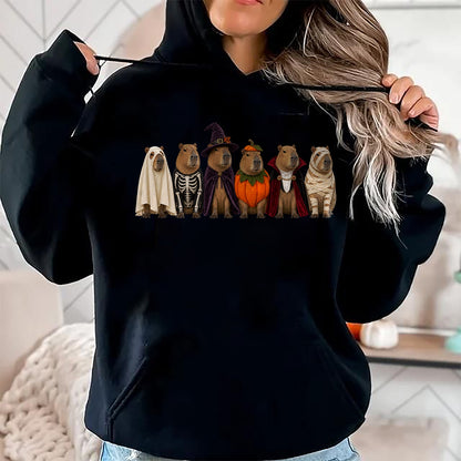 Cute Capybara Shirt, Funny Capybara Unisex T-Shirt/Hoodie/Sweatshirt HLT00 - Funny Capybara Halloween Costumes Ghost Pumpkin Skeleton T-Shirt