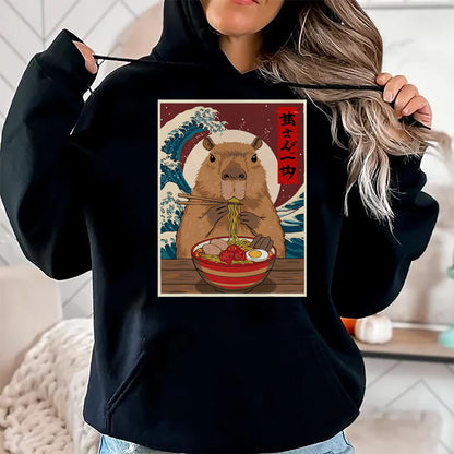 Cute Capybara Shirt, Funny Capybara Unisex T-Shirt/Hoodie/Sweatshirt HLT00 - Capybara Ramen Japanese Funny Graphic Tee Kawaii Anime Gifts T-Shirt