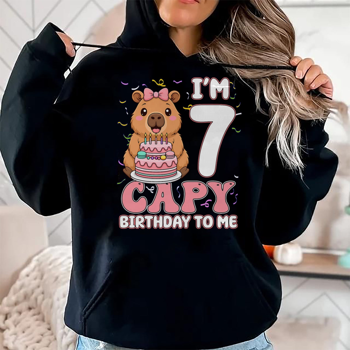 Cute Capybara Shirt, Funny Capybara UnisexT-Shirt/Hoodie/Sweatshirt HLT00 - 7 Years Old Capy Birthday to Me 7th Birthday Capybara Girl T-Shirt