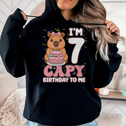 Cute Capybara Shirt, Funny Capybara UnisexT-Shirt/Hoodie/Sweatshirt HLT00 - 7 Years Old Capy Birthday to Me 7th Birthday Capybara Girl T-Shirt