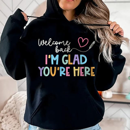 Best Student Shirt, Funny Back To School UnisexT-Shirt/Hoodie/Sweatshirt HLT00 - Welcome Back I_m Glad You_re Here Back to School Teacher T-Shirt, Men, Black, 3X-Large
