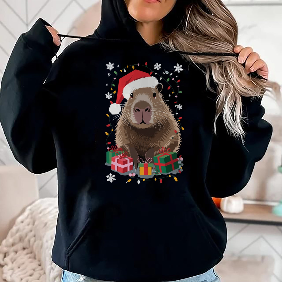 Cute Capybara Shirt, Funny Capybara Unisex T-Shirt/Hoodie/Sweatshirt HLT00 - Capybara Christmas Long Sleeve T-Shirt (5)