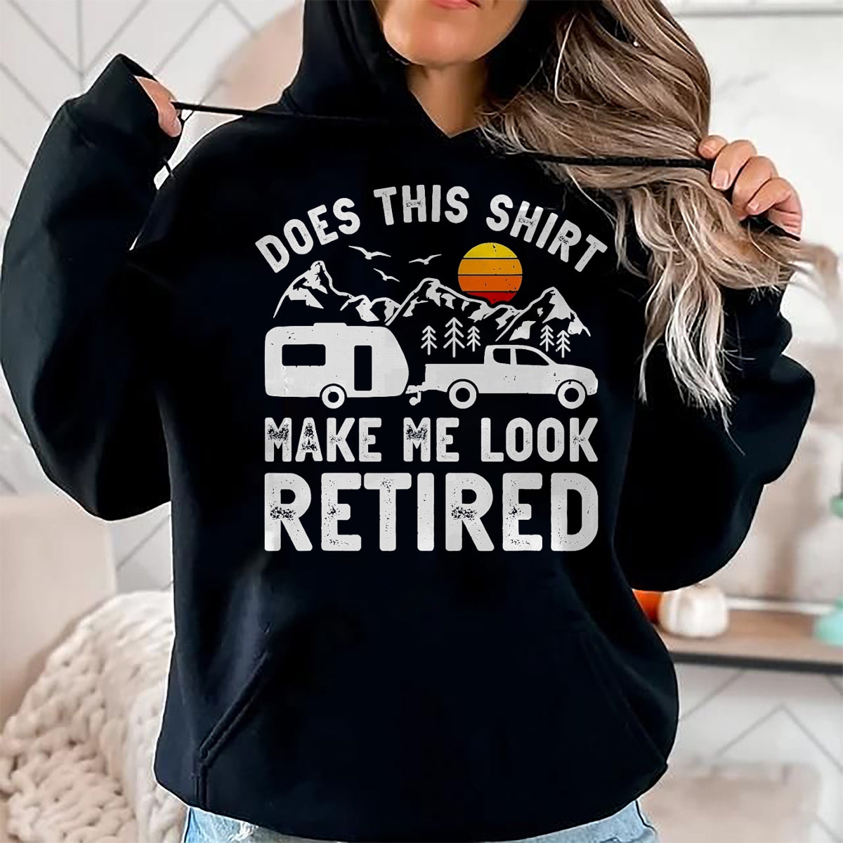 Funny Camping Shirt, Gift For Camping Lover Unisex T-Shirt/Hoodie/Sweatshirt HLT00 - Retired Camper Retirement Camping T-Shirt, Men, Heather Blue, XX-Large