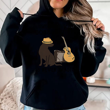 Guitar Lover Shirt, Funny Guitar UnisexT-Shirt/Hoodie/Sweatshirt HLT00 - Time Spent with Dog and Guitars is Never Wasted Saying T-Shirt