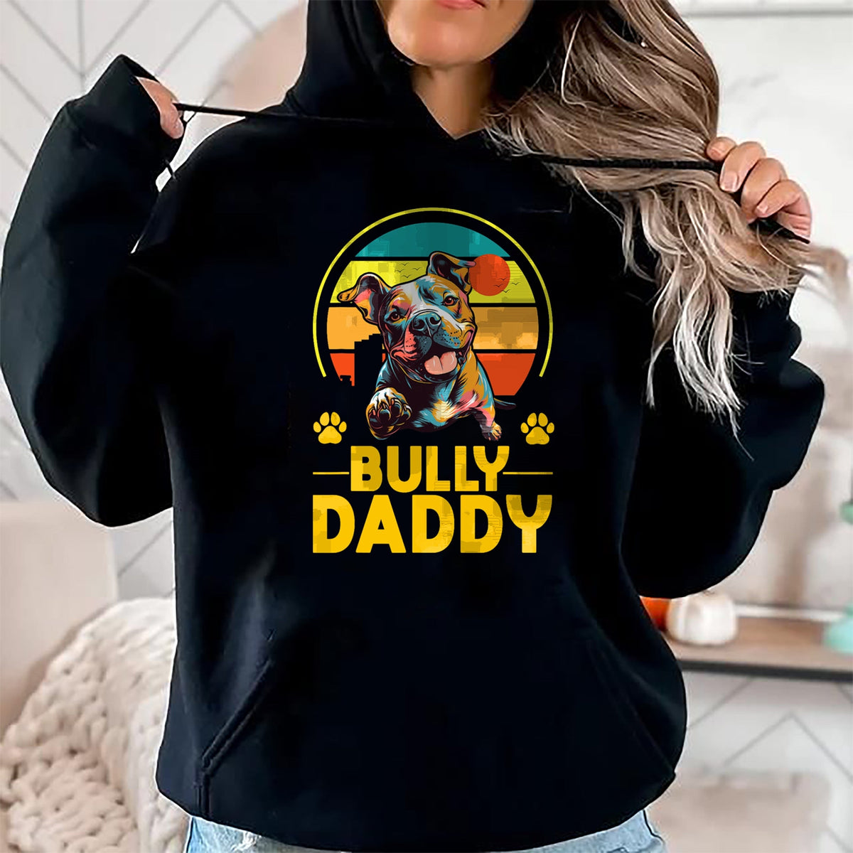 Gift for Dad Shirt, Funny Dad Unisex T-Shirt/Hoodie/Sweatshirt HLT00 - American Bully Daddy Proud Canine Dog Father T-Shirt