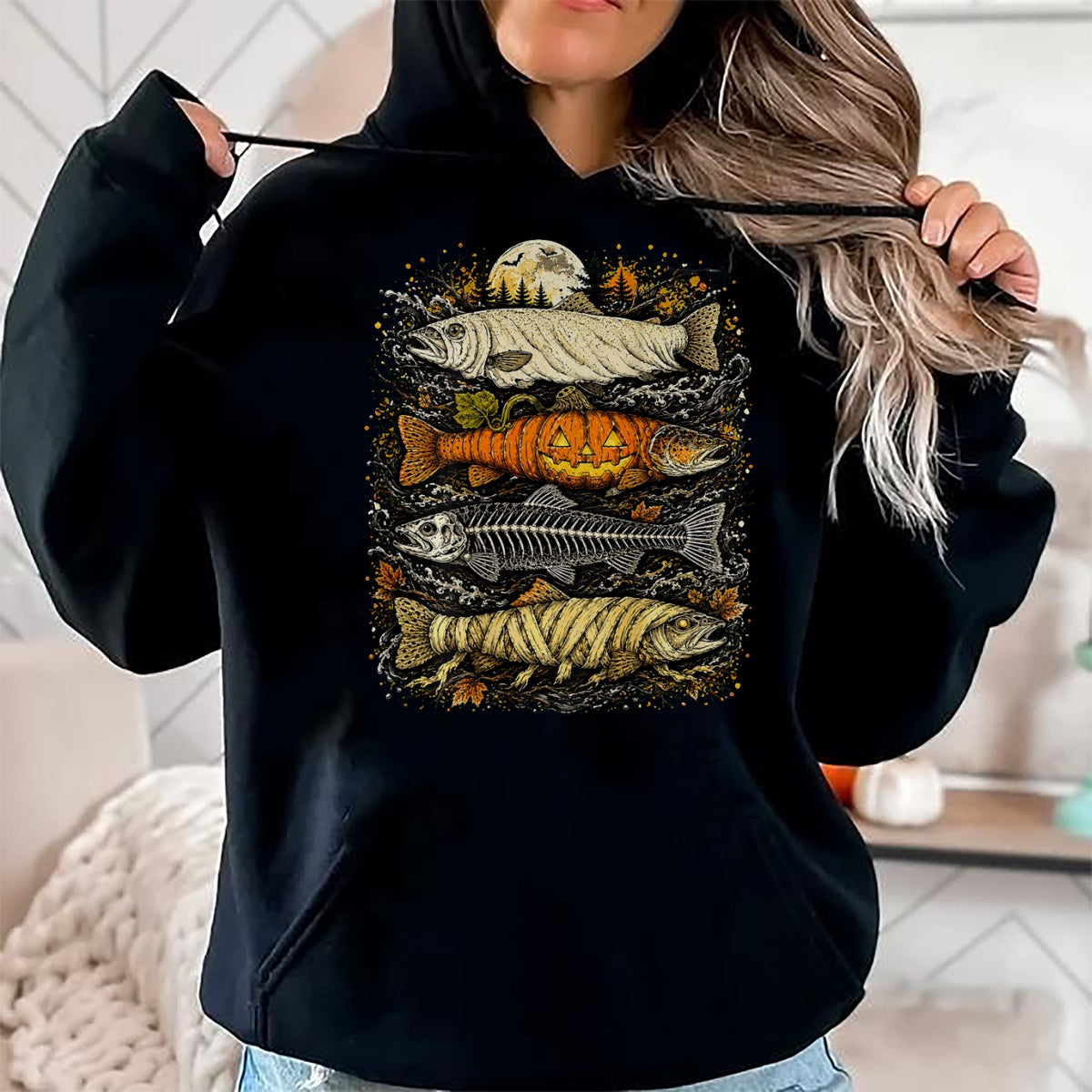 Funny Fishing Shirt, Gift For Fishing Lover Unisex T-Shirt/Hoodie/Sweatshirt HLT00 - Halloween Trout Fish T-Shirt