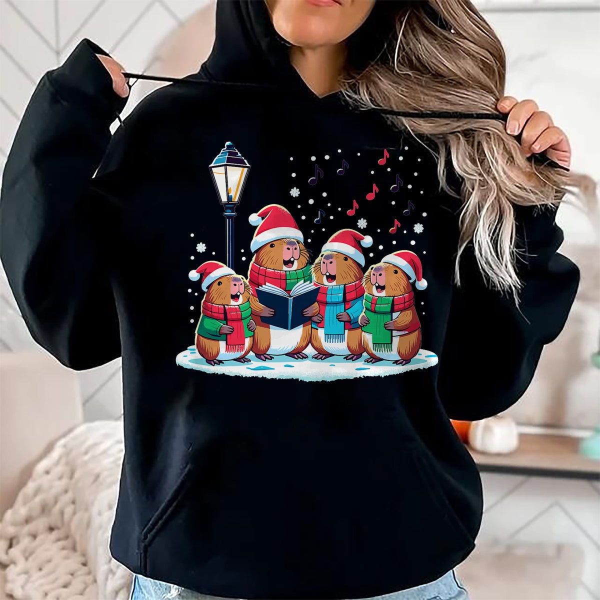 Cute Capybara Shirt, Funny Capybara Unisex T-Shirt/Hoodie/Sweatshirt HLT00 - Festive Winter Capybara Christmas T-Shirt
