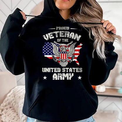 Proud Veteran Shirt, Funny Veteran UnisexT-Shirt/Hoodie/Sweatshirt HLT00 - Proud Veteran of The US Army - USA Flag Soldier Veteran T-Shirt