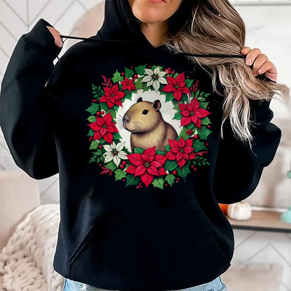Cute Capybara Shirt, Funny Capybara UnisexT-Shirt/Hoodie/Sweatshirt HLT00 - Capybara Christmas illustration Long Sleeve T-Shirt