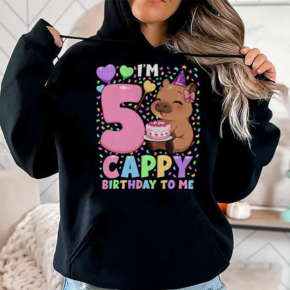 Cute Capybara Shirt, Funny Capybara UnisexT-Shirt/Hoodie/Sweatshirt HLT00 - Capybara Birthday Shirt 5 Kawaii Girl Capybara 5th Birthday T-Shirt