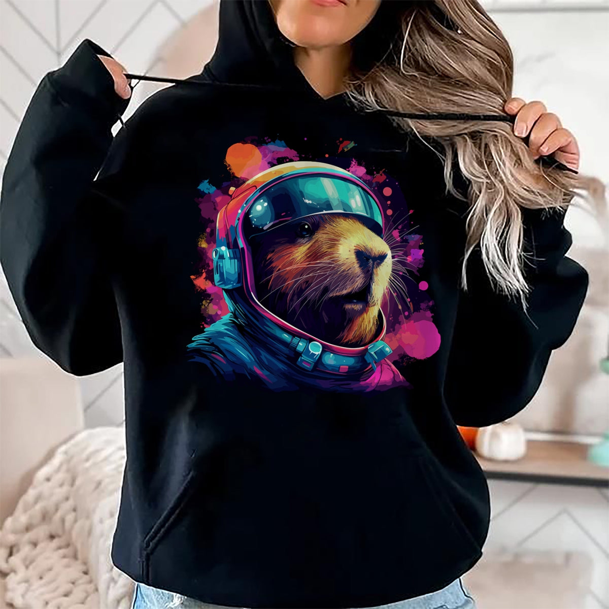 Cute Capybara Shirt, Funny Capybara Unisex T-Shirt/Hoodie/Sweatshirt HLT00 - Funny Capybara Galaxy Tee, Shirt For Women Men Kids Long Sleeve T-Shirt