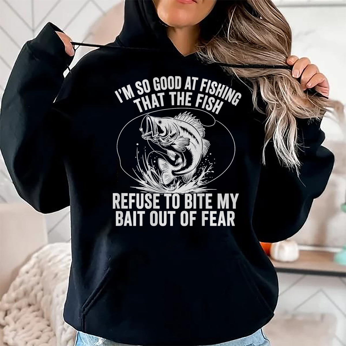 Funny Fishing Shirt, Gift For Fishing Lover Unisex T-Shirt/Hoodie/Sweatshirt HLT00 - Fish Refuse to Bite My Bait Funny Fishing Back Print T-Shirt
