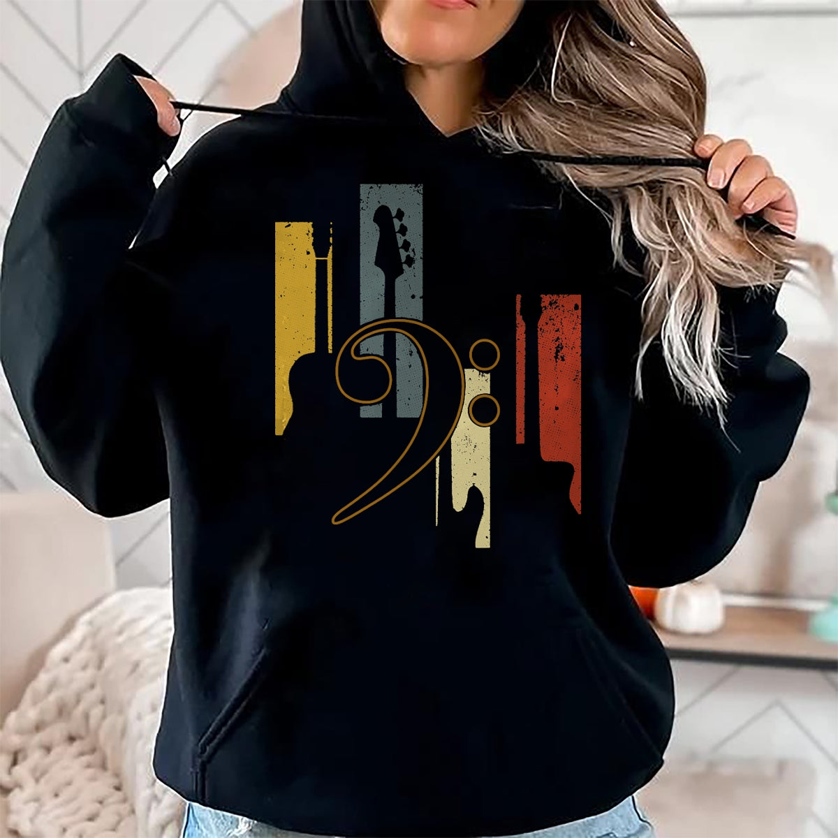 Guitar Lover Shirt, Funny Guitar UnisexT-Shirt/Hoodie/Sweatshirt HLT00 - Bass Clef Vintage Bass Guitar Players Music Vintage Guitar T-Shirt