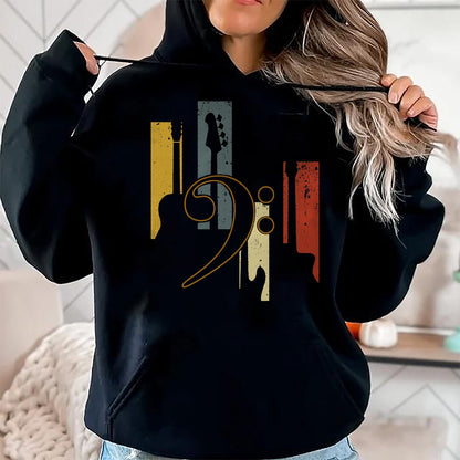 Guitar Lover Shirt, Funny Guitar UnisexT-Shirt/Hoodie/Sweatshirt HLT00 - Bass Clef Vintage Bass Guitar Players Music Vintage Guitar T-Shirt