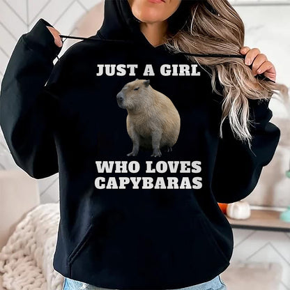 Cute Capybara Shirt, Funny Capybara Unisex T-Shirt/Hoodie/Sweatshirt HLT00 - Just a Girl Who Loves Capybara Long Sleeve T-Shirt