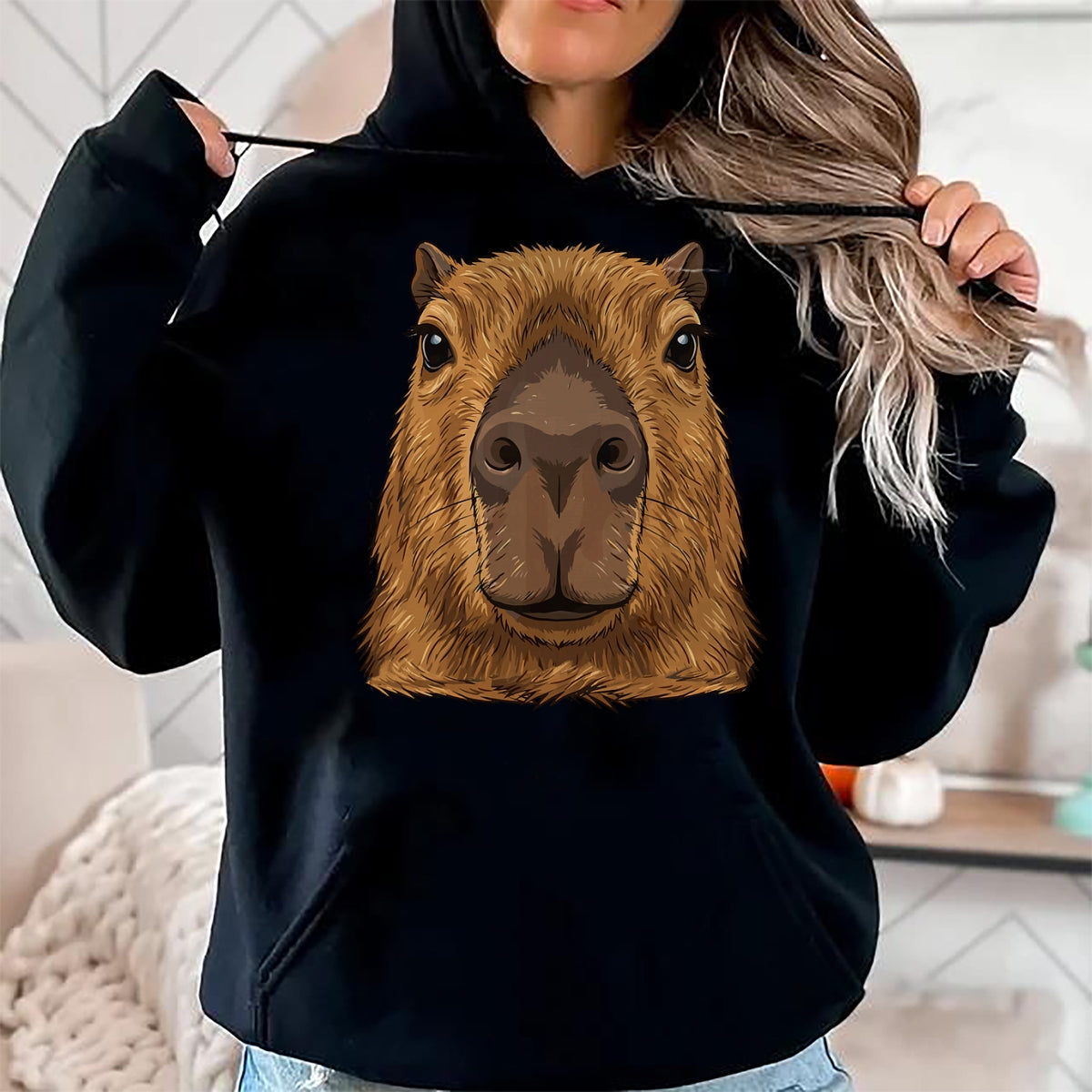 Cute Capybara Shirt, Funny Capybara Unisex T-Shirt/Hoodie/Sweatshirt HLT00 - Capybara Face Cute Animal Capybaras Lover T-Shirt