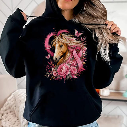 Best Horse Lover Shirt , Funny Horse UnisexT-Shirt/Hoodie/Sweatshirt HLT00 - Breast Cancer Awareness Horse Pink Ribbon Butterfly Survivor T-Shirt