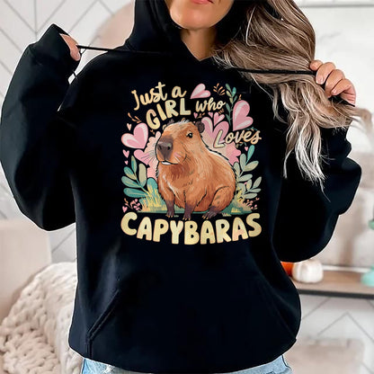 Cute Capybara Shirt, Funny Capybara Unisex T-Shirt/Hoodie/Sweatshirt HLT00 - Capybara Cute Just a Girl who Loves Capybaras T-Shirt