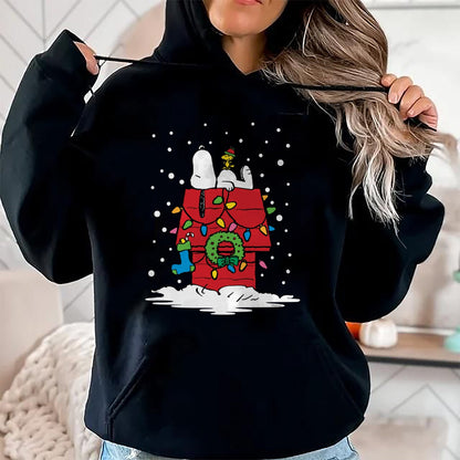 Christmas Shirts for Family, Funny christmas shirts, Christmas Unisex T-Shirt/Hoodie/Sweatshirt HLT00 - Peanuts Snoopy and Woodstock Stocking Long Sleeve T-Shirt