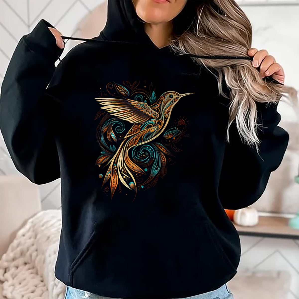 Native American T-Shirts, Vintage Native American Unisex T-Shirt/Hoodie/Sweatshirt HLT00 - Hummingbird Native American Indian Northwest Tribal Graphic T-Shirt