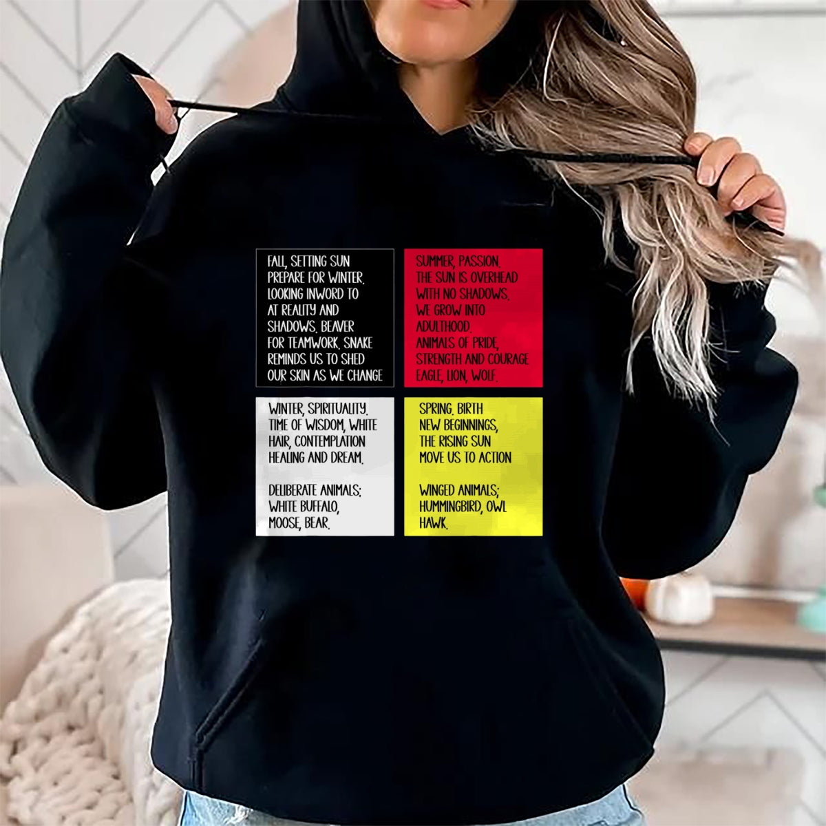 Native American T-Shirts, Vintage Native American Unisex T-Shirt/Hoodie/Sweatshirt HLT00 - Native American Indian Words Cultural Medicine Wheel T-Shirt