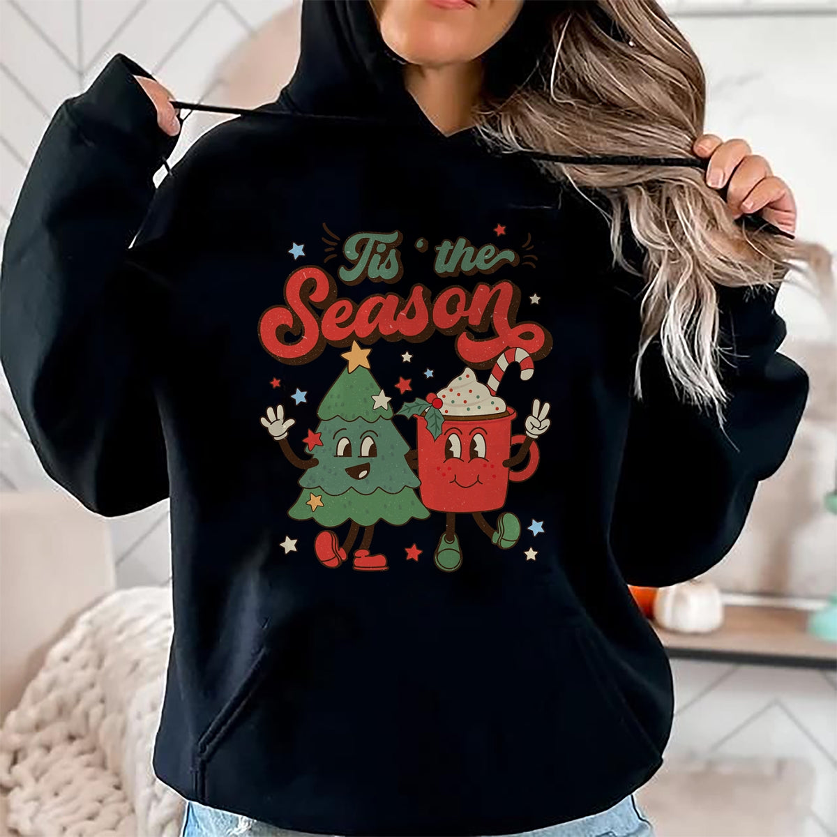Christmas Shirts for Family, Funny christmas shirts, Christmas Unisex T-Shirt/Hoodie/Sweatshirt HLT00 - Vintage Christmas Tis The Season Christmas Tree Coffee Latte T-Shirt