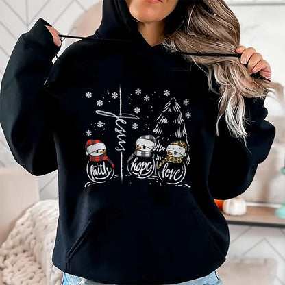 Christmas Shirts for Family, Funny christmas shirts, Christmas Unisex T-Shirt/Hoodie/Sweatshirt HLT00 -Faith Hope Love Jesus Snowman Plaid Leopard Christmas Gift T-Shirt