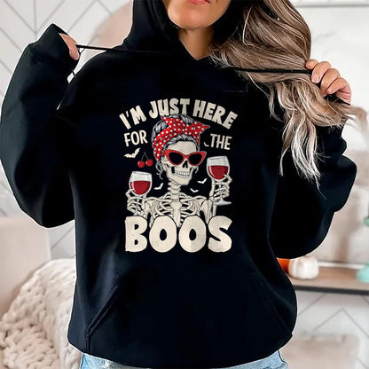 Hallowen Shirts for Family, Funny hallowen shirts, Hallowen Unisex T-Shirt/Hoodie/Sweatshirt HLT00 - Women Halloween Funny I'm Just Here for The Boos Skeleton T-Shirt
