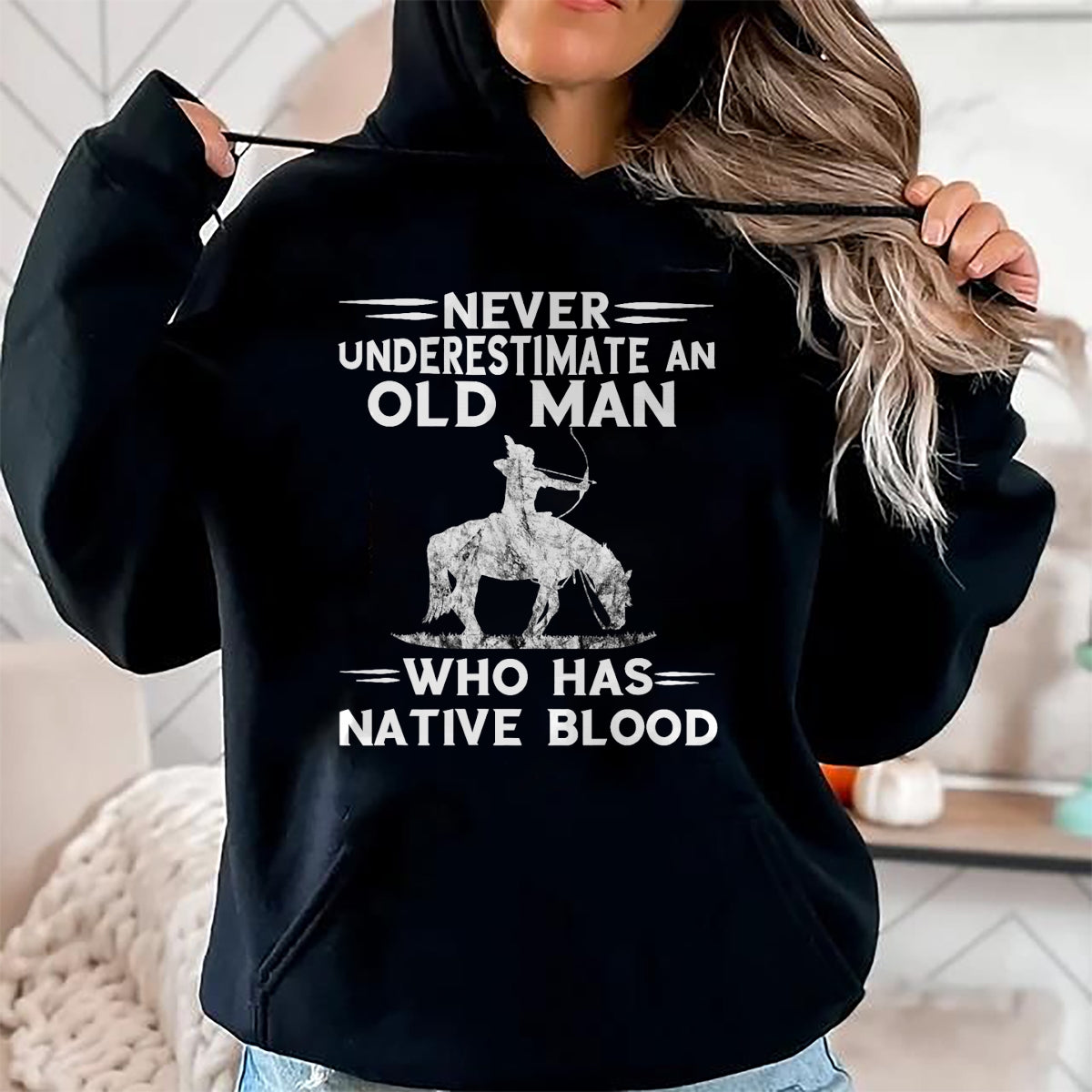 Native American T-Shirts, Vintage Native American Unisex T-Shirt/Hoodie/Sweatshirt HLT00 - Never Underestimate An Old Man Native American Warrior T-Shirt