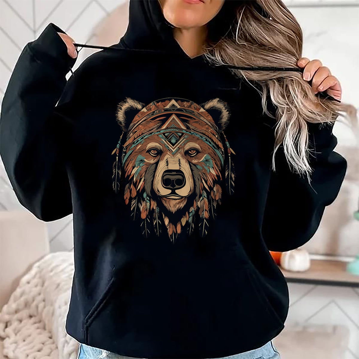 Native American T-Shirts, Vintage Native American Unisex T-Shirt/Hoodie/Sweatshirt HLT00 - Native American Bear Artwork T-Shirt