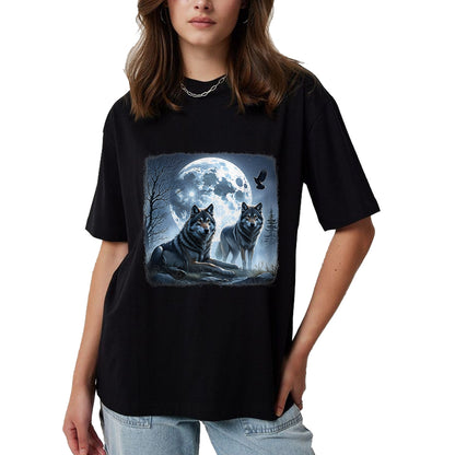 Native American T-Shirts, Vintage Native American Unisex T-Shirt/Hoodie/Sweatshirt HLT00 - Mystical Wolves Native American Full Moon Mountain 0CAS09 T-Shirt