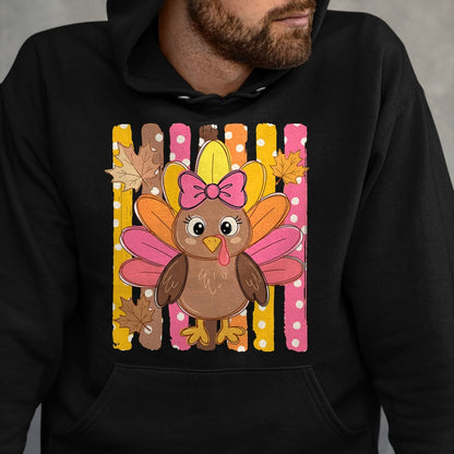 Best Thanksgiving Family Shirt , Funny Thanksgiving UnisexT-Shirt/Hoodie/Sweatshirt HLT00 - Thanksgiving Cute Turkey Bow Autumn Leaves Women Girl T-Shirt