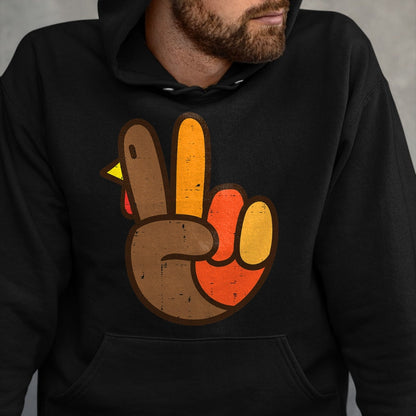 Best Thanksgiving Family Shirt , Funny Thanksgiving UnisexT-Shirt/Hoodie/Sweatshirt HLT00 - Peace Sign Turkey Hand Cool Thanksgiving Hippie Men Women T-Shirt
