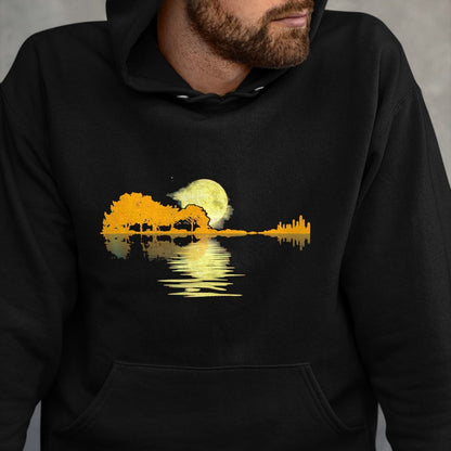 Guitar Lover Shirt, Funny Guitar UnisexT-Shirt/Hoodie/Sweatshirt HLT00 - Guitar Lake Shadow Love Guitar Musician T-Shirt, Men, Black, 3X-Large