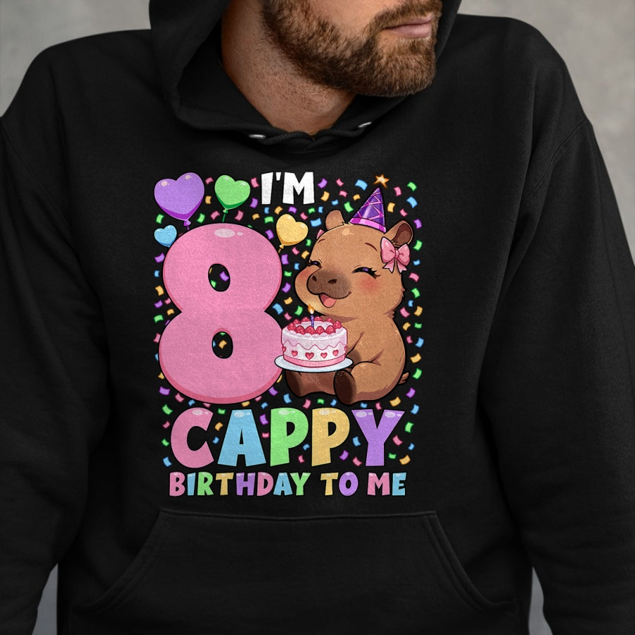 Cute Capybara Shirt, Funny Capybara UnisexT-Shirt/Hoodie/Sweatshirt HLT00 - Capybara Birthday Shirt 8 Kawaii Girl Capybara 8th Birthday T-Shirt