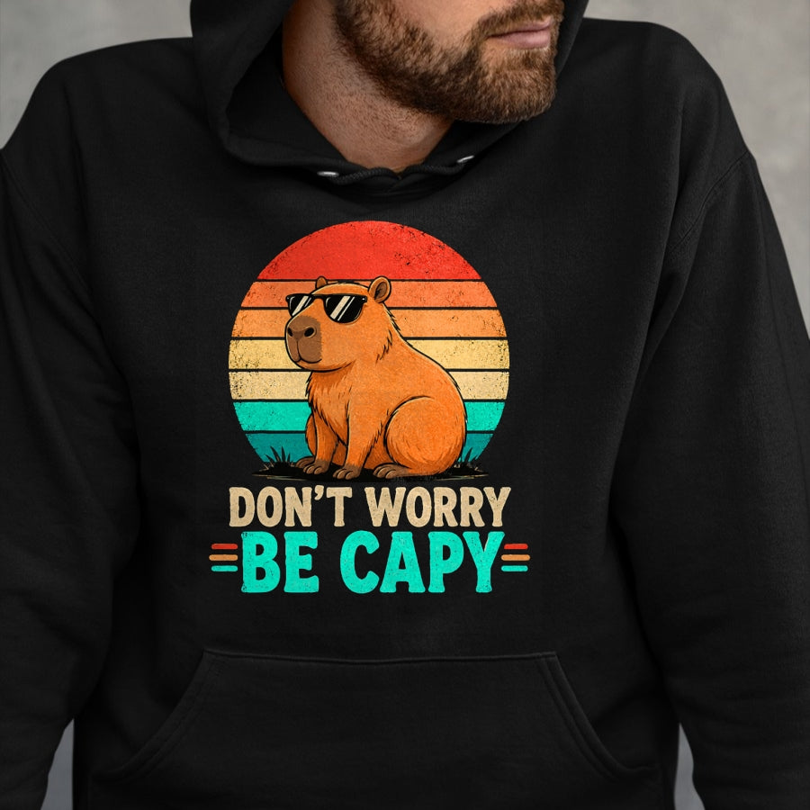 Cute Capybara Shirt, Funny Capybara Unisex T-Shirt/Hoodie/Sweatshirt HLT00 - Funny Be Capy Relaxed Capybara Vintage Cartoon Graphic T-Shirt