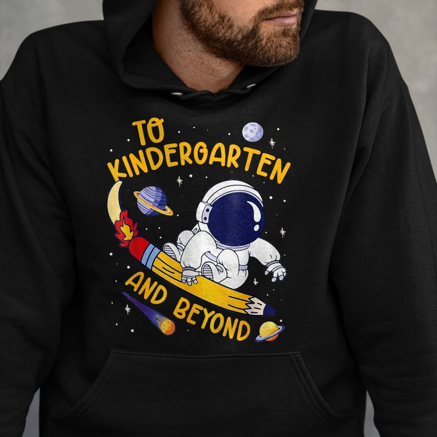Best Student Shirt, Funny Back To School UnisexT-Shirt/Hoodie/Sweatshirt HLT00 - to Kindergarten and Beyond Astronaut Back to School T-Shirt, Women, Black, Large