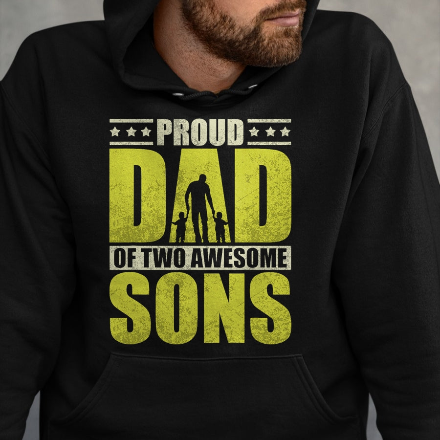 Gift for Dad Shirt, Funny Dad Unisex T-Shirt/Hoodie/Sweatshirt HLT00 – Proud father two sons dad daddy father_s day gift idea T-Shirt