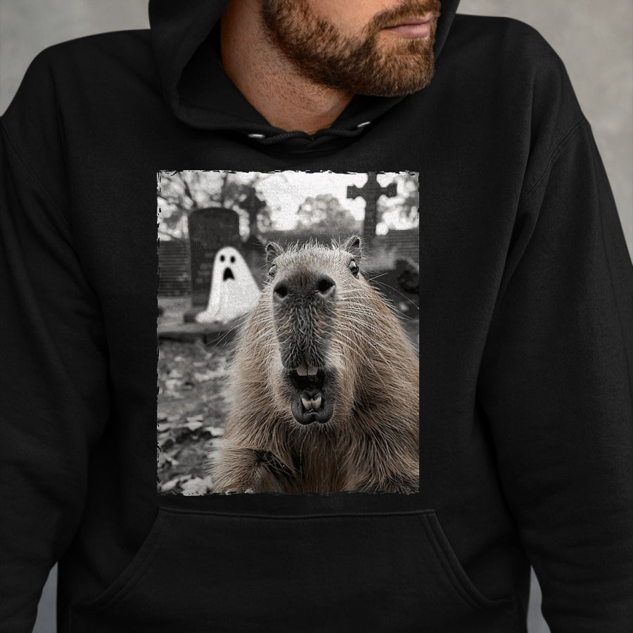 Cute Capybara Shirt, Funny Capybara Unisex T-Shirt/Hoodie/Sweatshirt HLT00 - Funny Capybara Halloween Costume T-Shirt, Men, Black, Small