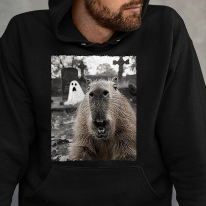 Cute Capybara Shirt, Funny Capybara Unisex T-Shirt/Hoodie/Sweatshirt HLT00 - Funny Capybara Halloween Costume T-Shirt, Men, Black, Small