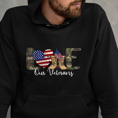 Proud Veteran Shirt, Funny Veteran UnisexT-Shirt/Hoodie/Sweatshirt HLT00 - Love Our Veterans Day Proud Military American Flag T-Shirt
