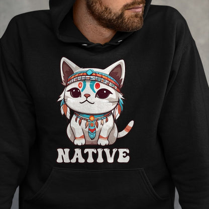 Native American T-Shirts, Vintage Native American Unisex T-Shirt/Hoodie/Sweatshirt HLT00 - Cute American Native Indian Kawaii Cat Woman Girl