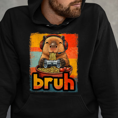 Cute Capybara Shirt, Funny Capybara UnisexT-Shirt/Hoodie/Sweatshirt HLT00 - Bruh Capybara Eat Ramen Gaming Japanese Men Boy Kid T-Shirt