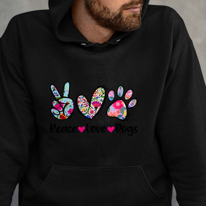Dog Love Shirt, Dog Lover Gift T-Shirt/Hoodie/Sweatshirt HLT00 - Peace Love Dogs Floral Dog Paw Dog Mom Cute Mother_s Day T-Shirt