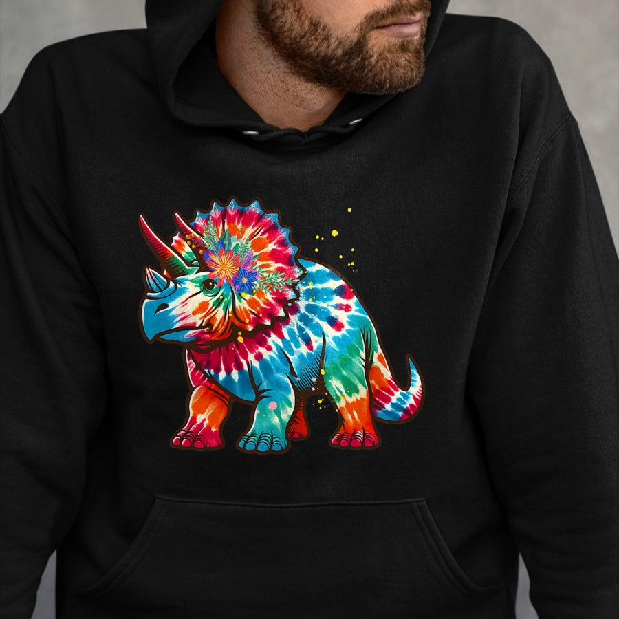 Best Dinosaur Lover Shirt, Funny Dinosaur UnisexT-Shirt/Hoodie/Sweatshirt HLT00 - Tie Dye Color Triceratops Tie Dyed Dinosaur Prehistoric Dino T-Shirt