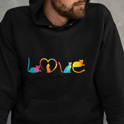 Cat Love Shirt, Funny Cat Lover Gift UnisexT-Shirt/Hoodie/Sweatshirt HLT00 - Love Cats Colorful Watercolor Decoration Cute Cat Toy T-Shirt (1)