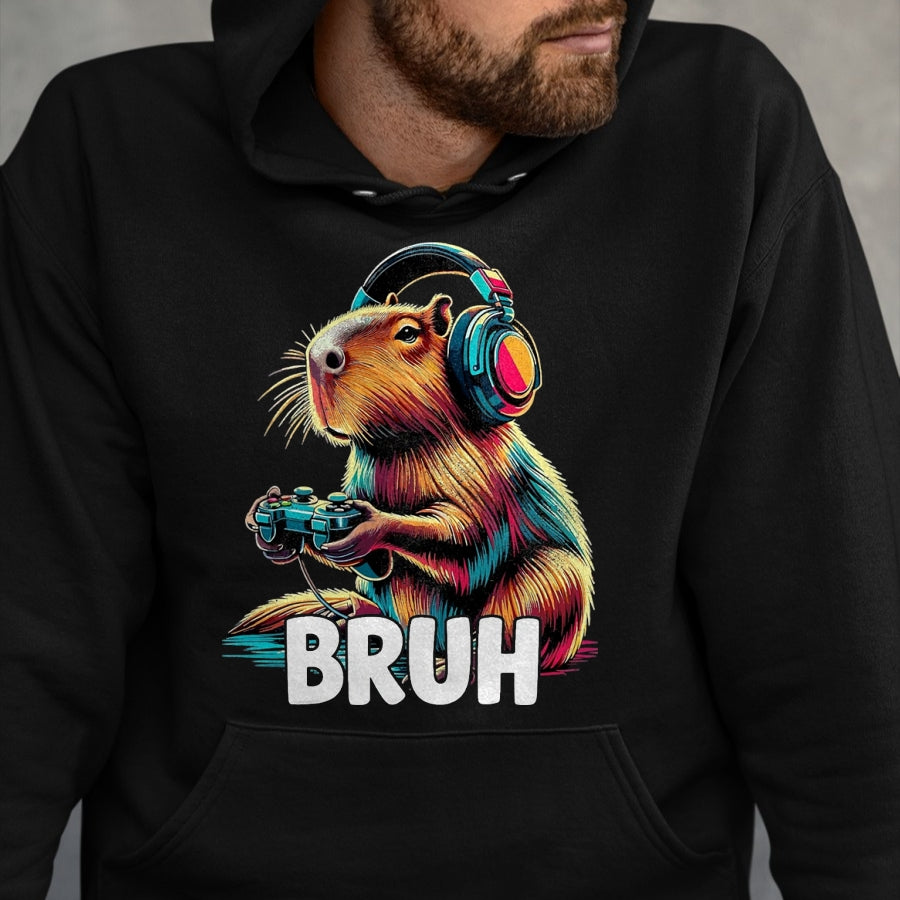 Cute Capybara Shirt, Funny Capybara UnisexT-Shirt/Hoodie/Sweatshirt HLT00 - Bruh Capybaras Funny Video Games Capybara T-Shirt, Men, Black, 3X-Large