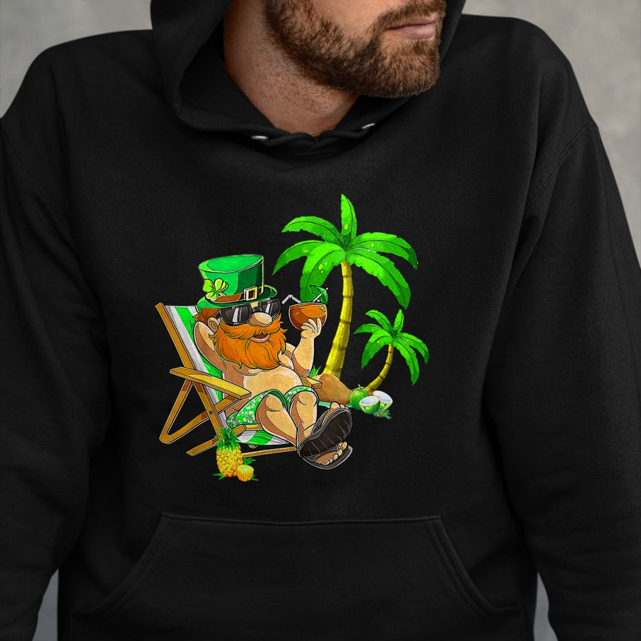 Patrick Day Shirts for Family, Funny Patrick Day shirts, st patrick's day Unisex T-Shirt/Hoodie/Sweatshirt HLT00 - Lucky Irish Leprechaun Hawaiian Surfing St Patrick Day Retro T-Shirt